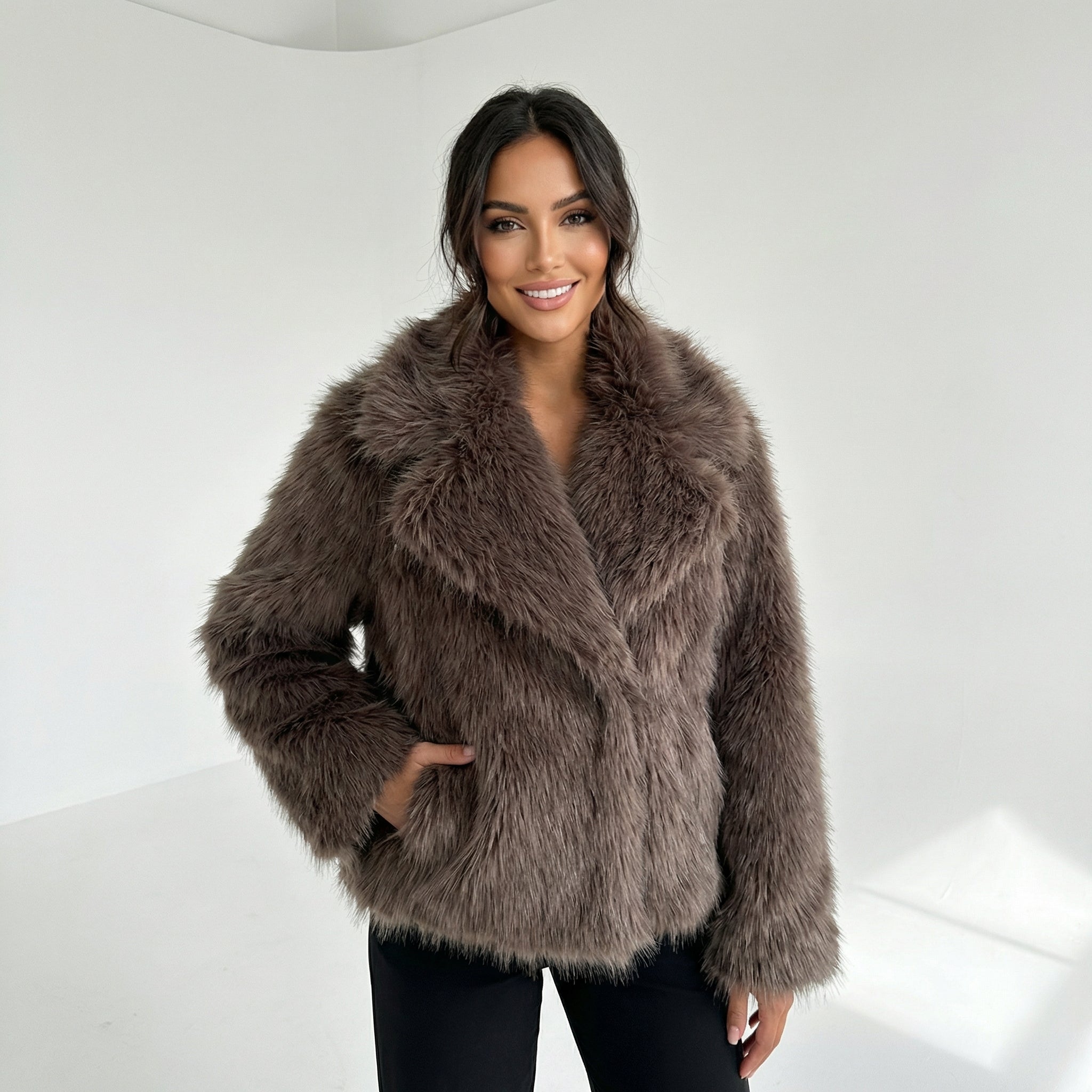 Women’s Faux Fox Fur Coat – Luxury Winter Jacket - Fromathena