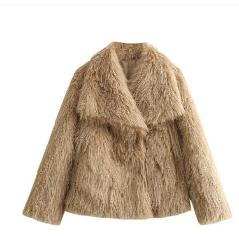 Women’s Faux Fox Fur Coat – Luxury Winter Jacket - Fromathena