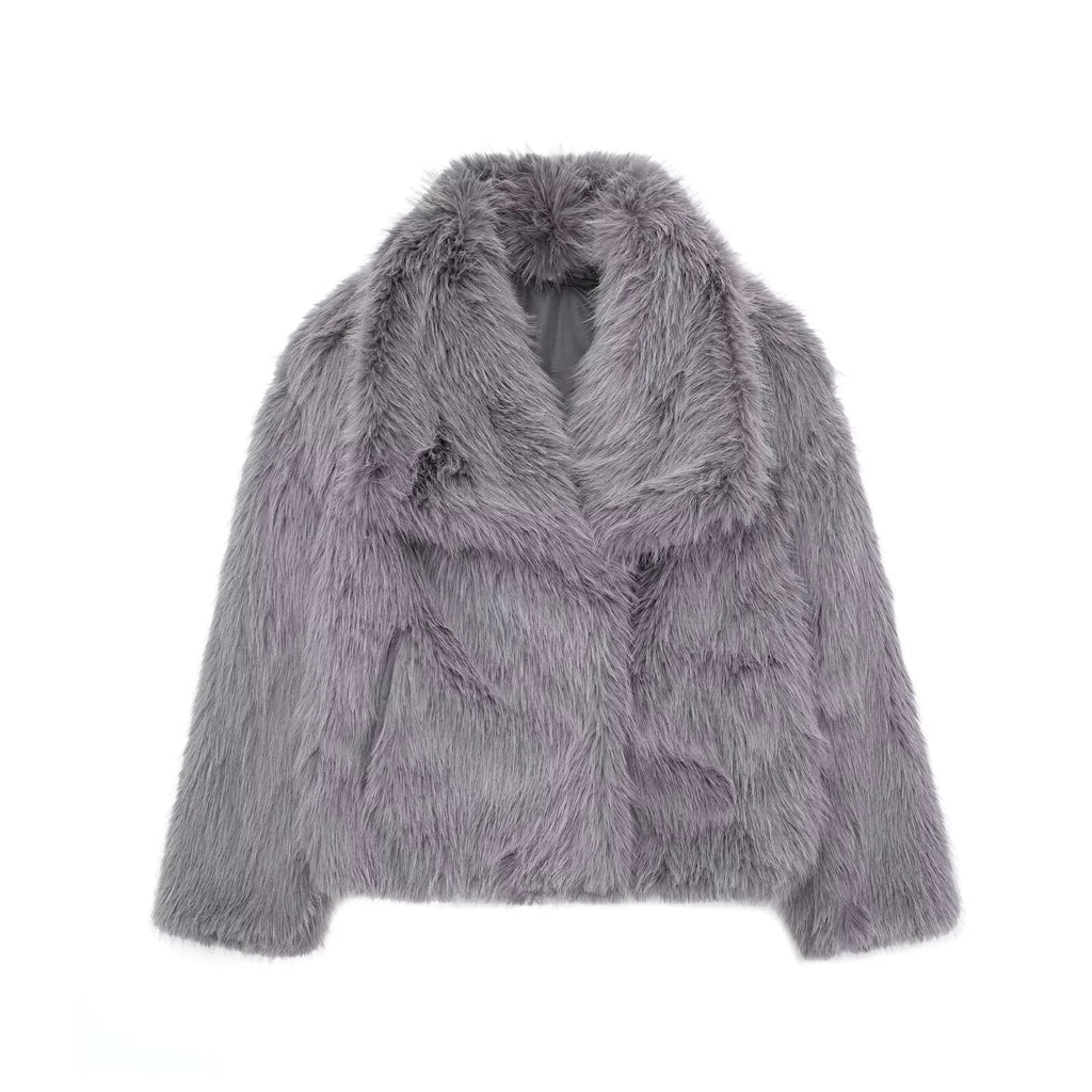 Women’s Faux Fox Fur Coat – Luxury Winter Jacket - Fromathena