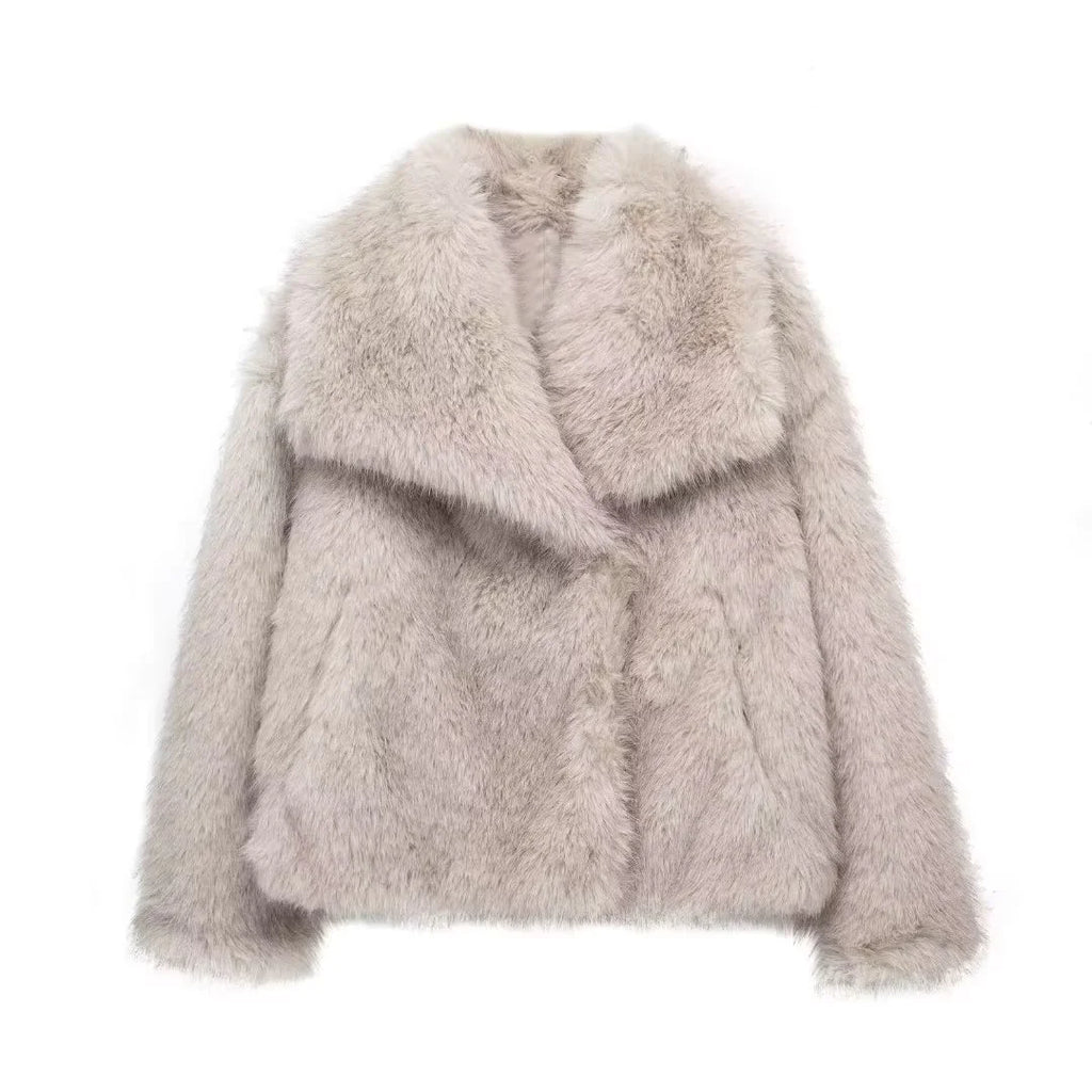 Women’s Faux Fox Fur Coat – Luxury Winter Jacket - Fromathena
